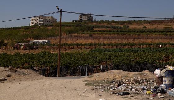 Uitzicht op de komkommer velden bij het tentenkamp van Aisha in Lebanon_War Child_201006