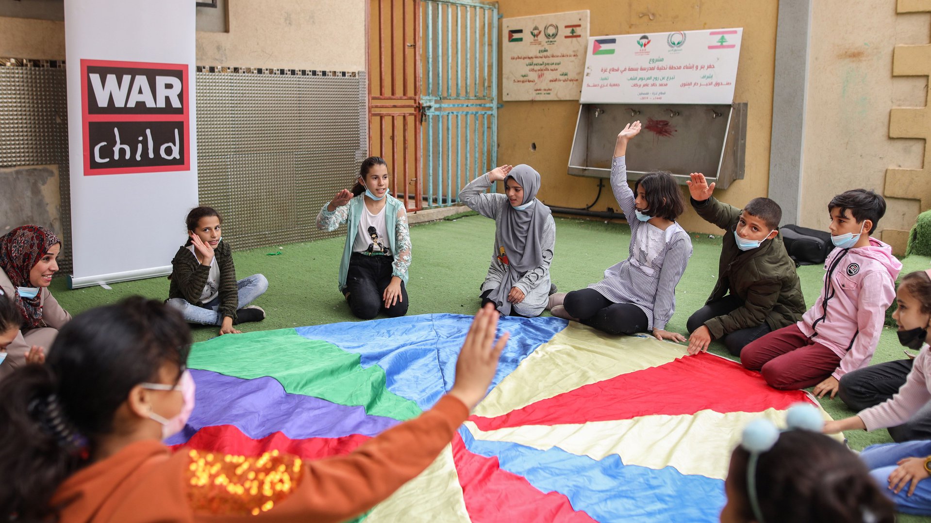 Children in Gaza during one of War Child's TeamUp sessions.