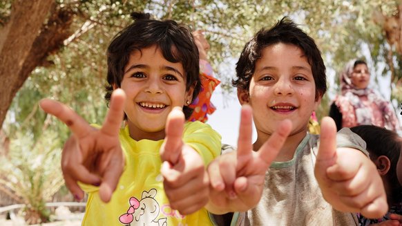 Children participants in War Child's Library project which is part of CWtL