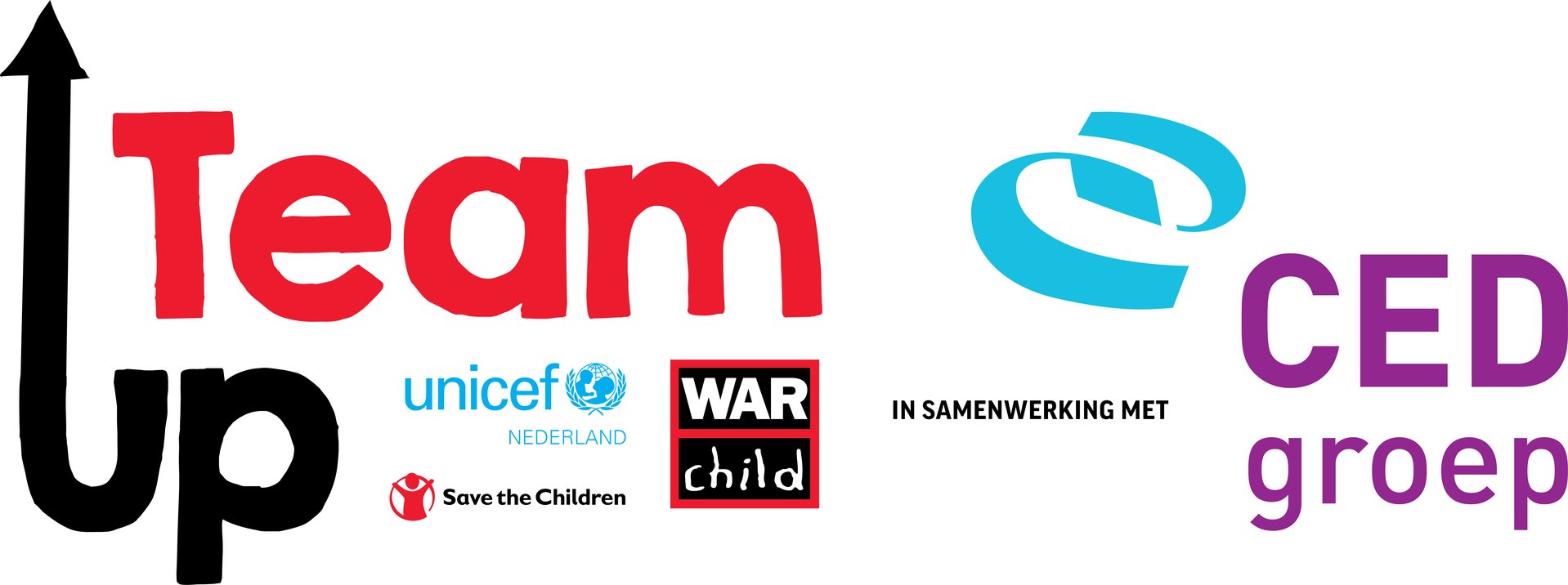 War Child TeamUp op school - logo met alle partners