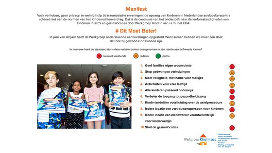 War Child asielzoekerscentrum manifest #ditmoetbeter