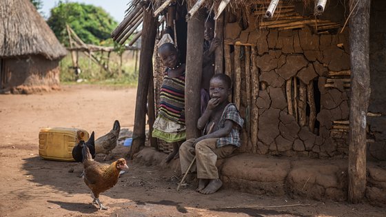 South Sudan girl and boy outside