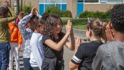 Gaina and other refugee children are joining TeamUp at School activities at an asylum centre in The Netherlands