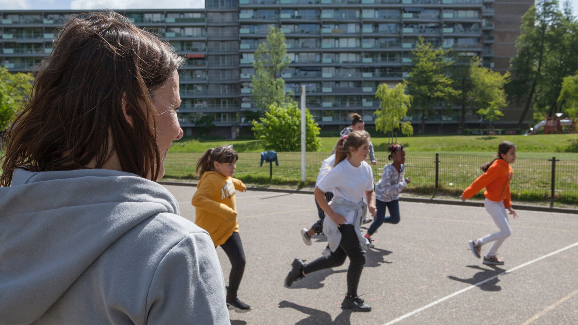 Gaina and other refugee children are joining TeamUp at School activities at an asylum centre in The Netherlands