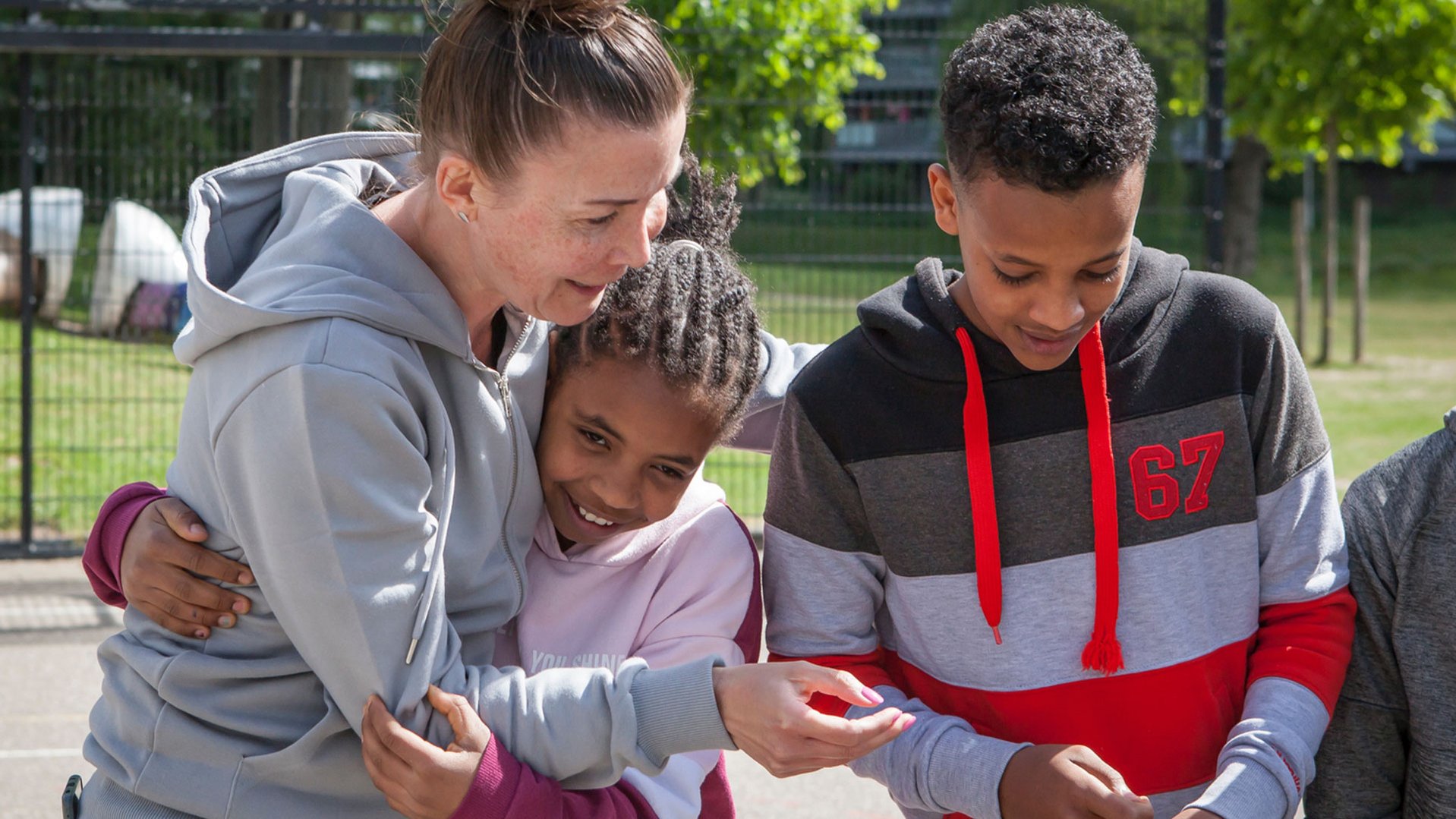 Gaina and other refugee children are joining TeamUp at School activities at an asylum centre in The Netherlands