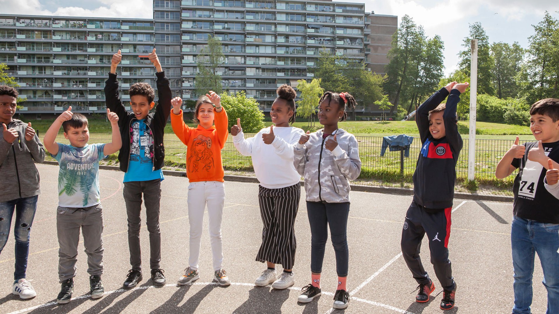 Gaina and other refugee children are joining TeamUp at School activities at an asylum centre in The Netherlands
