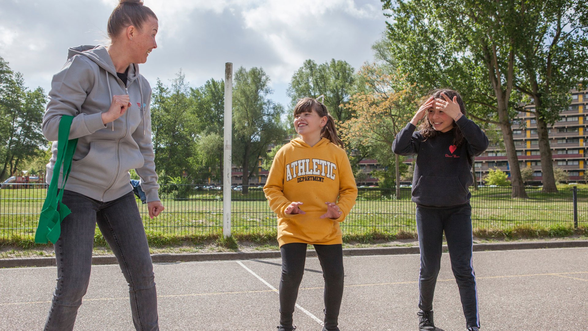 Gaina and other refugee children are joining TeamUp at School activities at an asylum centre in The Netherlands