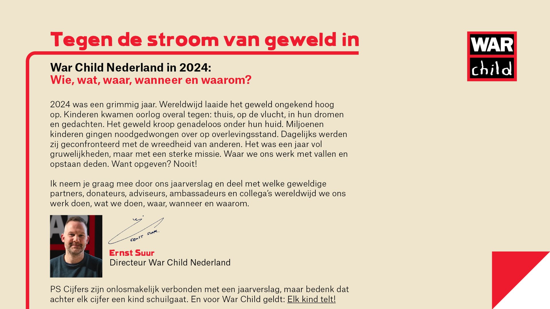 Voorwoord Ernst Suur - Jaarverslag War Child NL 2024